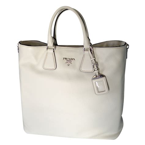 prada white leather tote|prada leather tote handbag black.